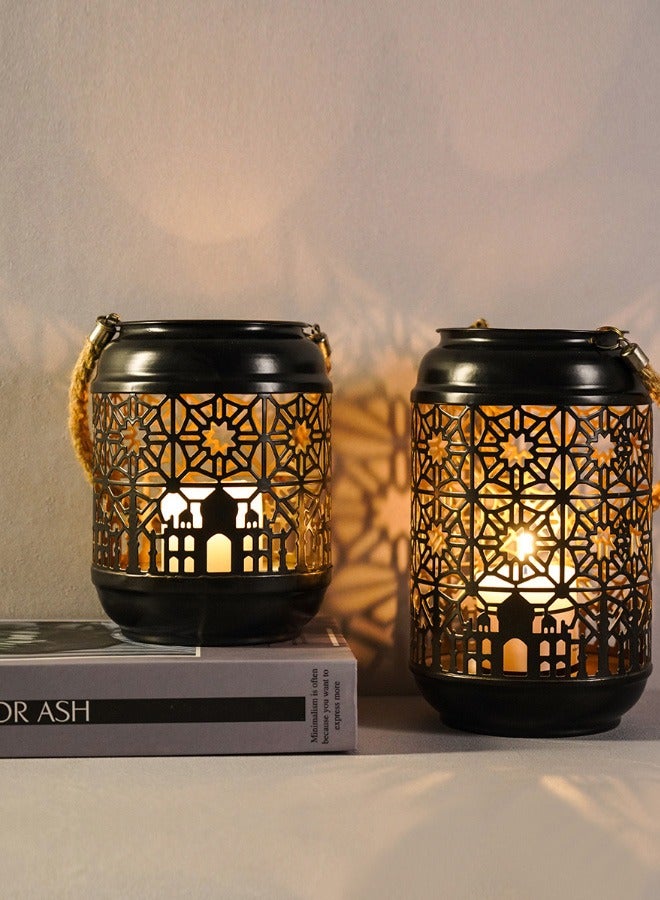سوسيتي حامل شموع حديد، ديكور منزلي لرمضان، ديكور جو العيد  - Image 4