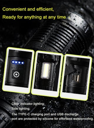 Rechargeable Flashlight Handheld Flashlight Battery Five Hours of Battery Life -9000 Lumens High-Intensity Flashlight-Aluminum Alloy Body - USB Rechargeable Zoom Long-Range Outdoor Handheld Flashlight - view 4