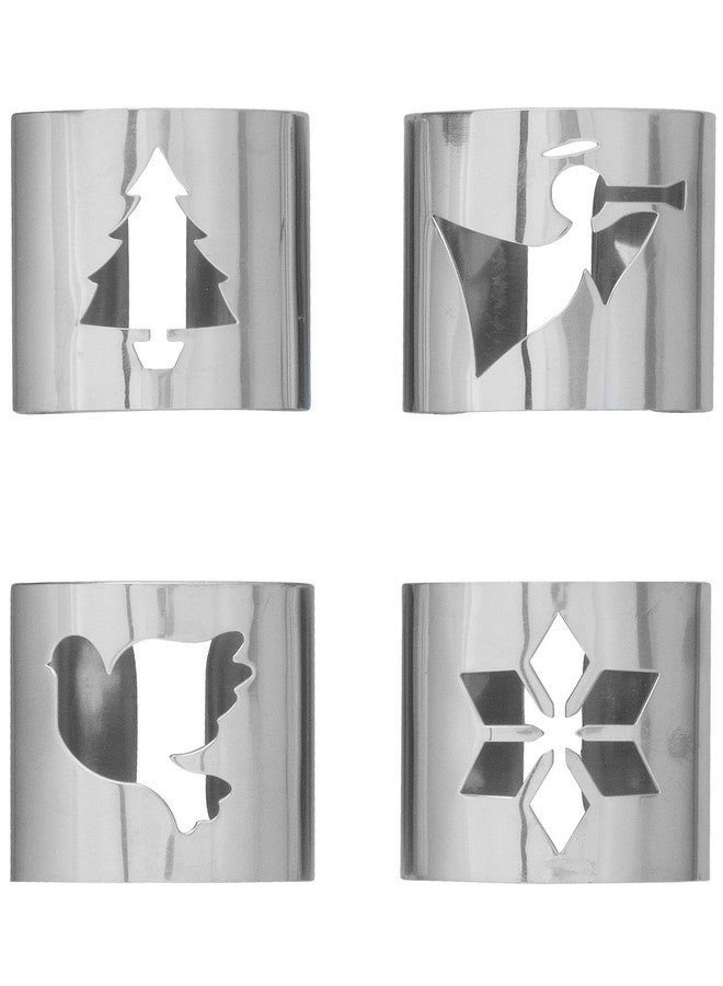 ستيفاني إمبورتس مجموعة حلقات مناديل عيد الميلاد من ستيفاني إمبورتس - طقم إكسسوارات طاولة فضي بطابع احتفالي - عبوة من 4 قطع - Image 1