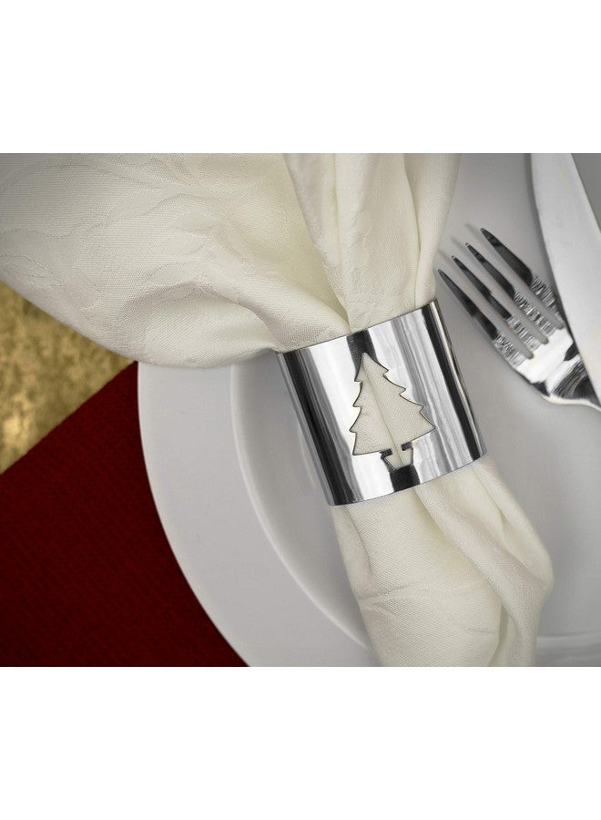 ستيفاني إمبورتس مجموعة حلقات مناديل عيد الميلاد من ستيفاني إمبورتس - طقم إكسسوارات طاولة فضي بطابع احتفالي - عبوة من 4 قطع - Image 3