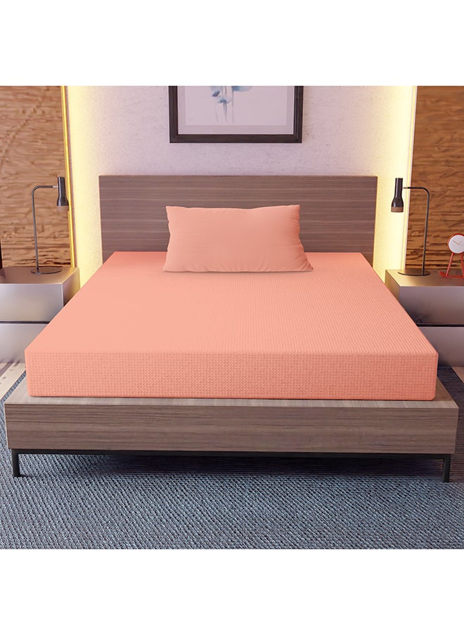 SolidColored Single Bedsheet Set 128 Thread Count Premium QualityCotton BlendedSoft and Comfortable Dyed Camel Color 1 Single Bed Flat Sheet (152 x 229 cm) and 1 Pillow case (51 x 76 cm)