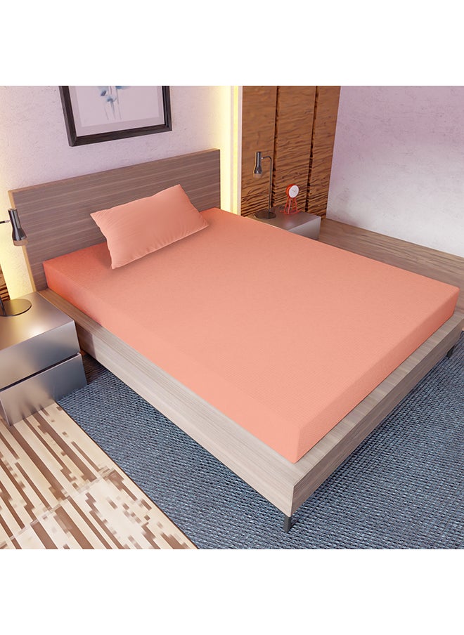SolidColored Single Bedsheet Set 128 Thread Count Premium QualityCotton BlendedSoft and Comfortable Dyed Camel Color 1 Single Bed Flat Sheet (152 x 229 cm) and 1 Pillow case (51 x 76 cm)