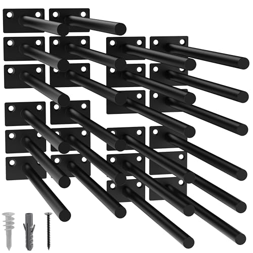LEOPO 24Pack 10 inch Floating Shelf Brackets Hidden Shelf Bracket for Wood Concealed Blind Shelving SupportInvisible Black Coated Brackets for DIY DecorativeFit for Kitchen BathroomStudy Room - Image 1