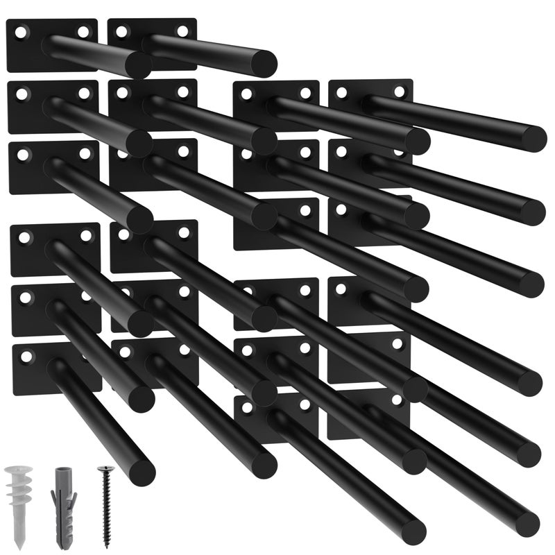 LEOPO 24Pack 10 inch Floating Shelf Brackets Hidden Shelf Bracket for Wood Concealed Blind Shelving SupportInvisible Black Coated Brackets for DIY DecorativeFit for Kitchen BathroomStudy Room - Image 2