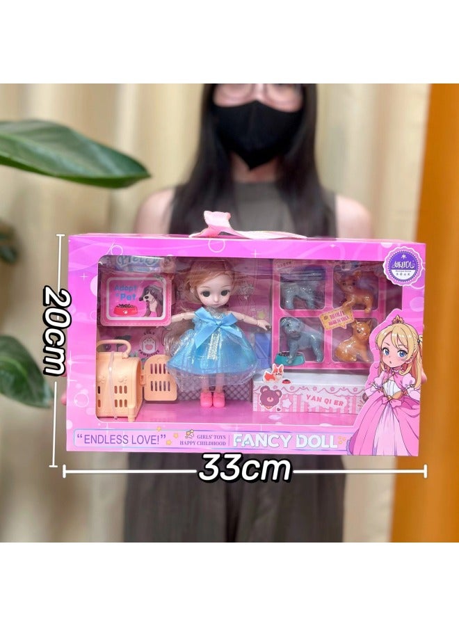 Girls Toy Barbiz Doll Set Simulation Princess Play House Gift Box Children's Toy Mechanism Wholesale-Color:3688-228 Pet Shop Doll - Image 1