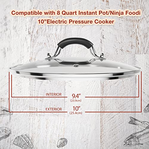 WishDirect 10 Inch Tempered Glass Lid Compatible with 8 Quart Instant Pot and Ninja Foodi, Universal Electric Pressure Cooker Lid with Upgraded Heat-resistant Silicone Handle - Image 2