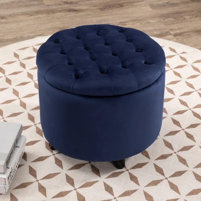 Comfynest Modern Velvet Tufted Round Storage Ottoman - Image 2