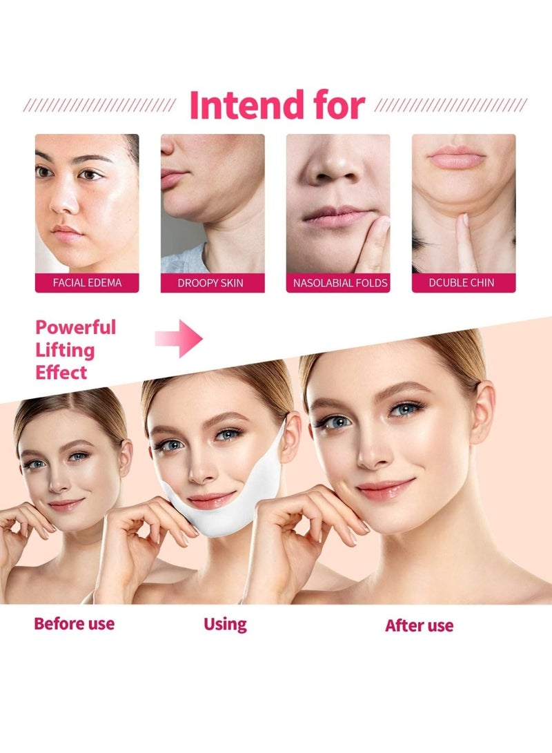 APPTI 6Pcs V Line Facial Lifting Mask V Shaped Face and Chin Up Belt Reduce Sagging and Fights Aging Signs Lift Jawline Face Slimming Patch Double Chin Reducer Strap White V Line Face Bandage  - Image 2