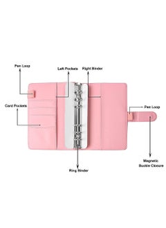 SYOSI A6 Laser Dazzling Flipbook Budget Flipbook Binder 6 Ring Leather Notebook Flipbook Binder Cover, Cash Budget System with Transparent Zipper Pocket Colorful Label  - Image 5