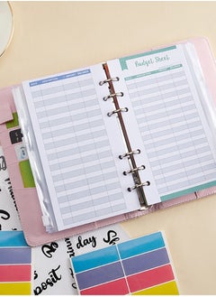 SYOSI A6 Laser Dazzling Flipbook Budget Flipbook Binder 6 Ring Leather Notebook Flipbook Binder Cover, Cash Budget System with Transparent Zipper Pocket Colorful Label  - Image 2