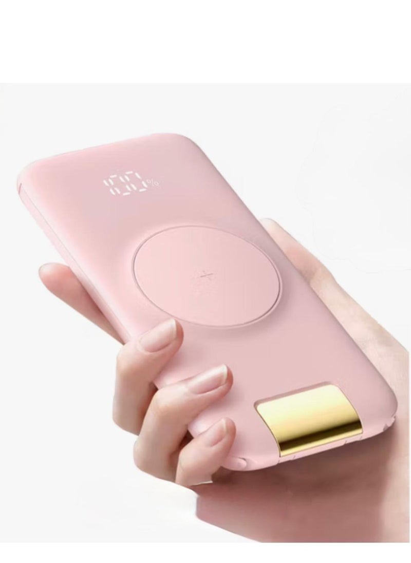 GULFLINK - Large Capacity Portable Fast Charger Power Bank With Led Display Built in Cable 10000mah Pink - Image 1