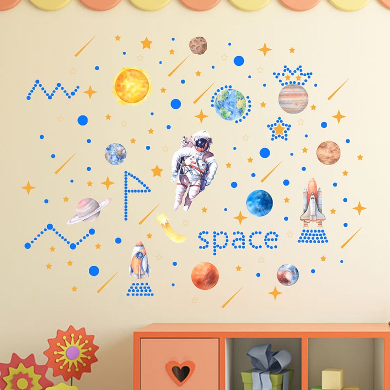 2 Sets Glow in The Dark Astronaut Wall Decals Ceiling Sticker Decor - Image 4