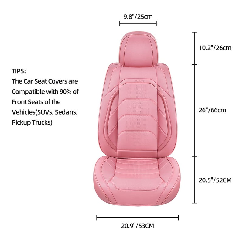 TIEHESYT Pink Car Seat Covers Front Pair, Breathable Leather Automotive Front Seat Covers & Headrest for Comfortable Driving, Universal Auto Interior Fit for Most Kinds of Vehicles - Image 5