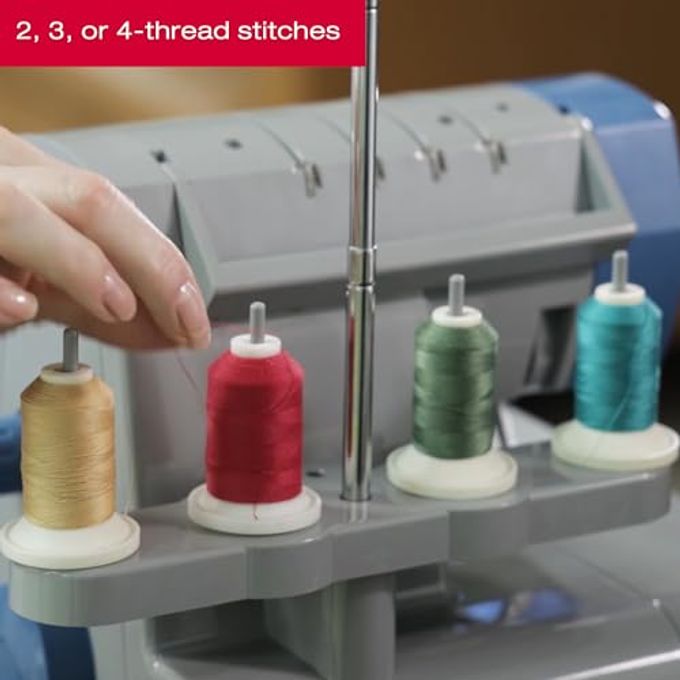SINGER X5004-Hd Metal Frame Serger & Overlock Machine | 2-3-4 Stitch Capability, 8 Built-In Stitches, 1300 Stitches Per Minute, Adjustable Differential Feed & 2 Led Lights (Grey/Blue) - Image 3