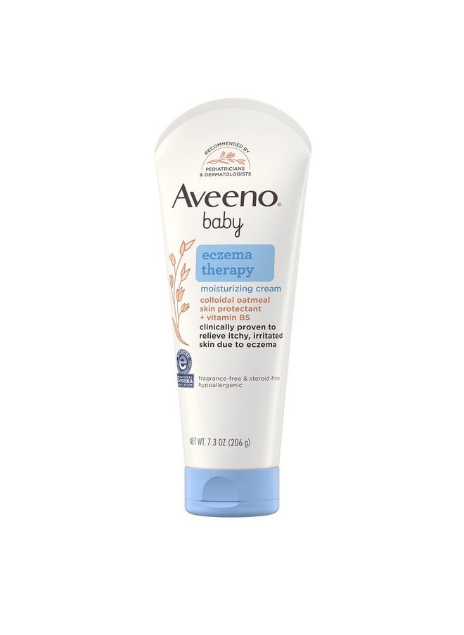 أفينو بيبي كريم ترطيب Aveeno Baby Eczema Therapy، دقيق الشوفان الغروي الطبيعي وفيتامين B5، يرطب ويخفف من جفاف البشرة وحكة الجلد وتهيجه، خالٍ من البارابين والستيرويد والعطور، 7.3 أونصة  - Image 1