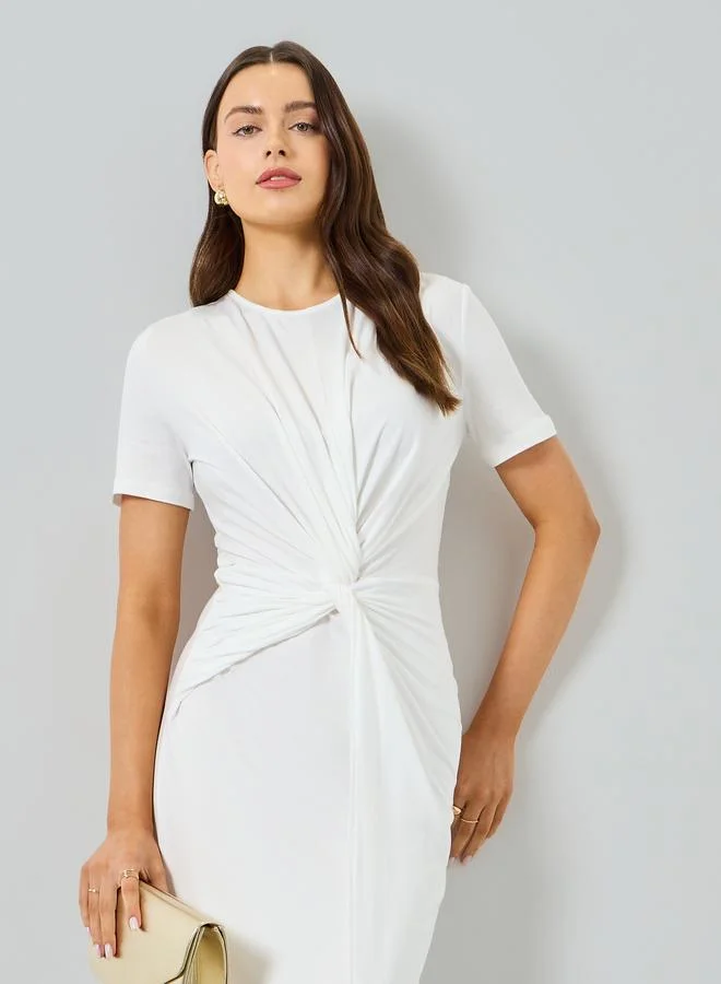 Take Two White Fitted Waist Bodycon Maxi Dress