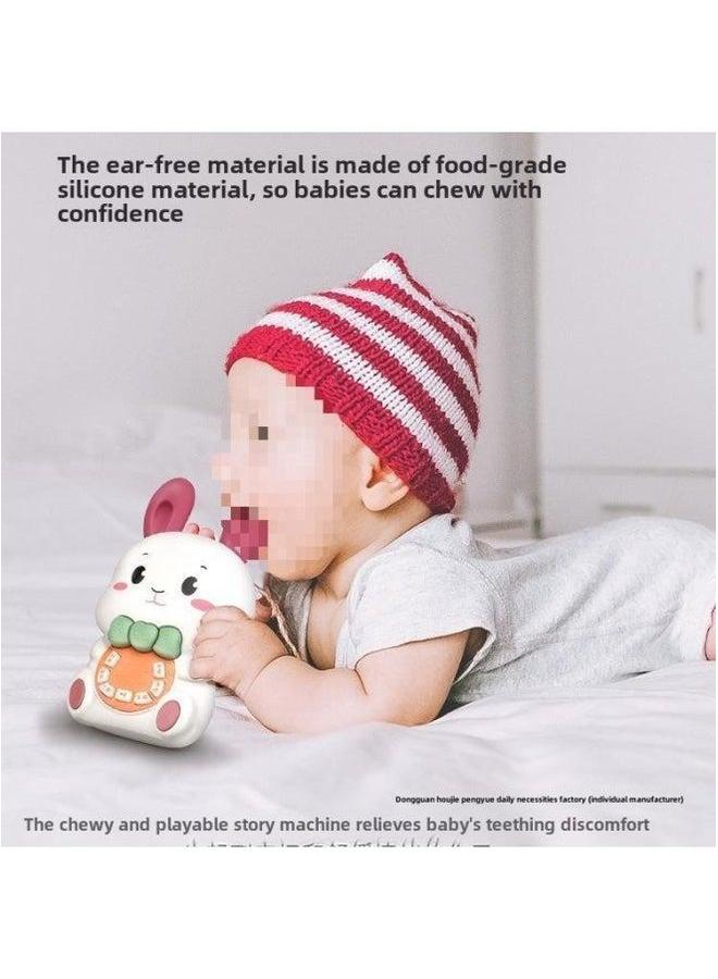 Children's Story Machine Nursery Rhyme Player Baby Early Education Music Enlightenment Toy Educational Infant Singing-Memory Capacity:[rechargeable Version] Cute Rabbit + [biteable] Sliding Soft Rubber Car  - Image 5