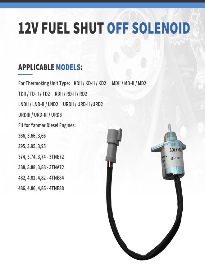 RABROPAR Fuel Shutoff Solenoid Stop Shutdown Solenoid 41-9100 42-100 41-6383 Compatible with Thermo King KD MD RD SL, Compatible with Yanmar 366 374 388 395 482 486 Engine - Image 4