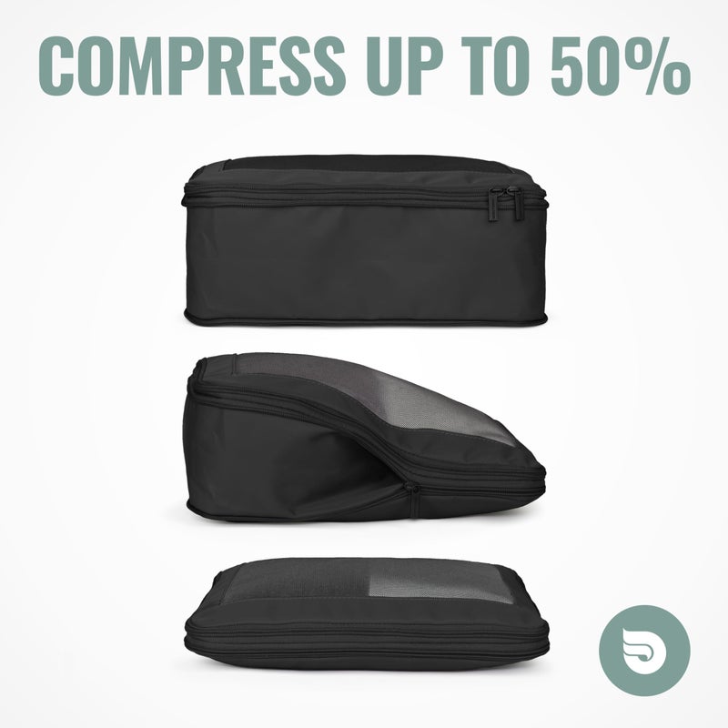 Aerotrunk Aerotrunk Compression Packing Cubes for Travel - Luggage Organizer Bags - Double Zipper Packing Cubes for Suitcases (6-Pack, Black)  - Image 2