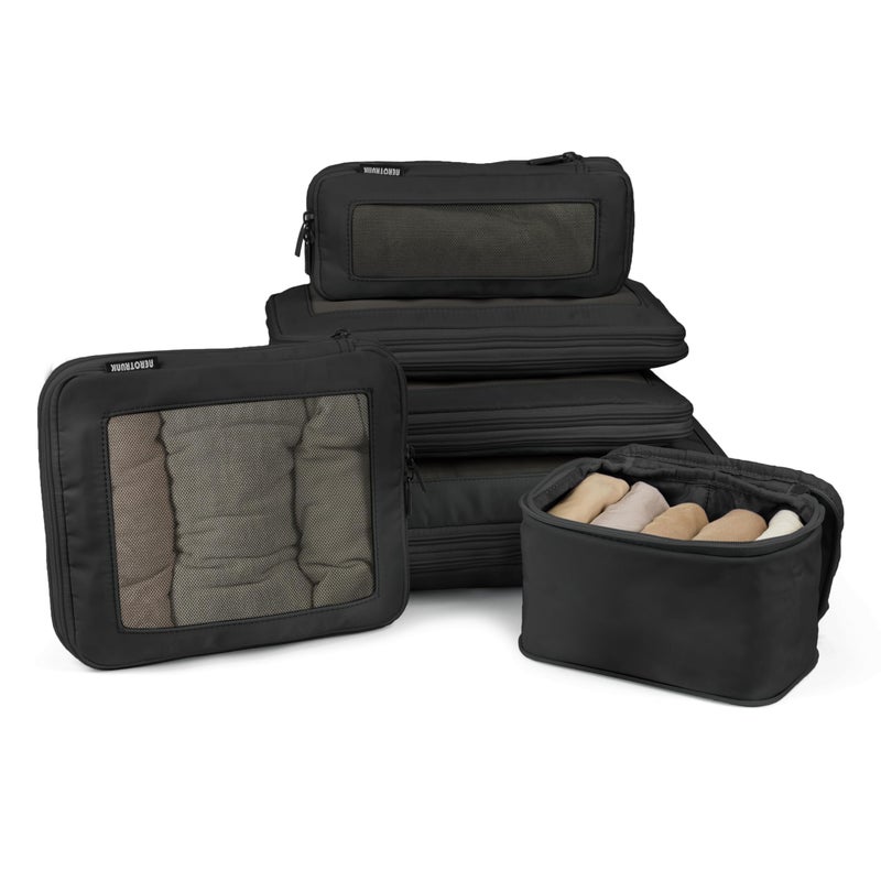 Aerotrunk Aerotrunk Compression Packing Cubes for Travel - Luggage Organizer Bags - Double Zipper Packing Cubes for Suitcases (6-Pack, Black)  - Image 1