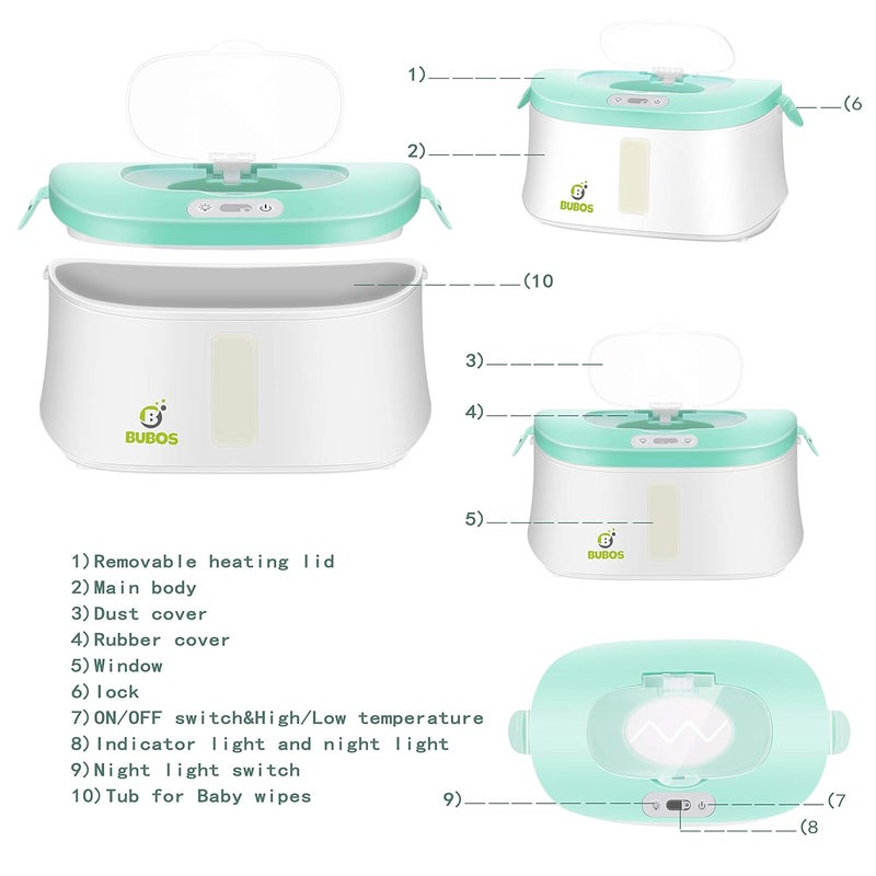 B Bubos Bubos Upgraded Baby Wipe Warmer and Wet Wipes Dispenser with Advanced LED Night Light - Image 5