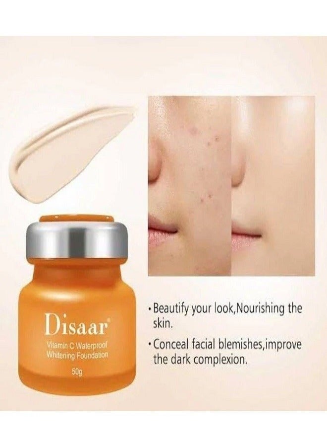 Disaar Desar Waterproof Vitamin C Foundation Cream for Skin Brightening and Whitening – Full Coverage Natural Finish Makeup, Long-Lasting Face Foundation that Hides Dark Spots, Blemishes and Uneven Skin Tone, Suitable for All Skin Types,50g - Image 5