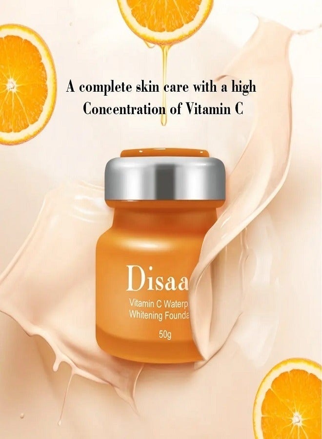 Disaar Desar Waterproof Vitamin C Foundation Cream for Skin Brightening and Whitening – Full Coverage Natural Finish Makeup, Long-Lasting Face Foundation that Hides Dark Spots, Blemishes and Uneven Skin Tone, Suitable for All Skin Types,50g - Image 2