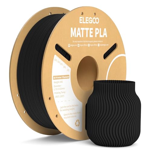 ELEGOO Matte PLA Filament Matte Black 1KG, 1.75mm 3D Printer Filament Dimensional Accuracy +/- 0.02mm, 1kg Carboard Spool (2.2lbs) Fits for Most FDM 3D Printers - Image 1