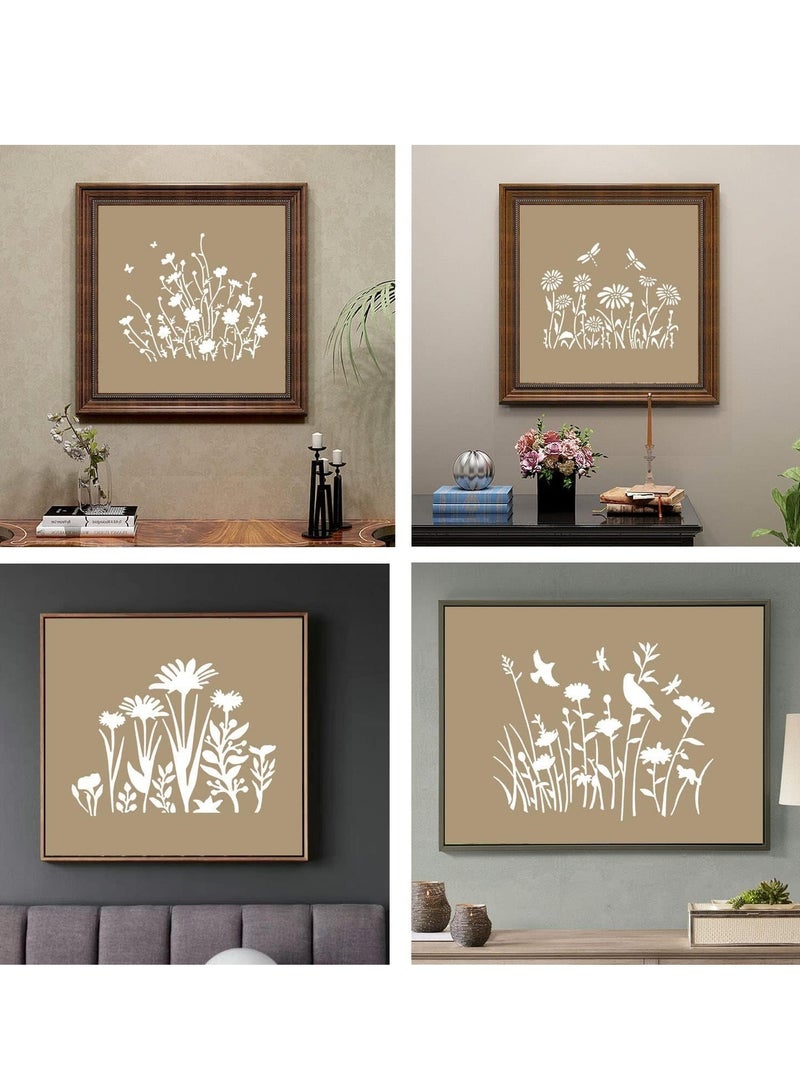 Mandala Painting Stencils, 16pcs Drawing Stencils Set Mixed Floral Painting Wall Stencils Plastic Reusable Hollow Painting Templates for DIY Craft, Murals, Furniture Decorating, 5 x 6 Inch