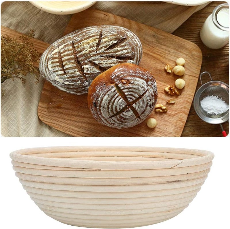 Banneton Bread Proofing Basket Set, Rattan Round Brotform for Sourdough, Handcrafted Natural Cane Dough Rising Bowl with Smooth Non - Stick Surface for Home and Professional Bakers (22X8.5) - Image 5