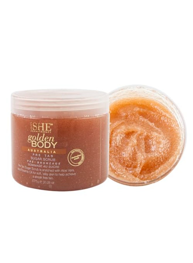 Om SHE Aromatherapy Golden Body Pre Tan Sugar Scrub - Image 4