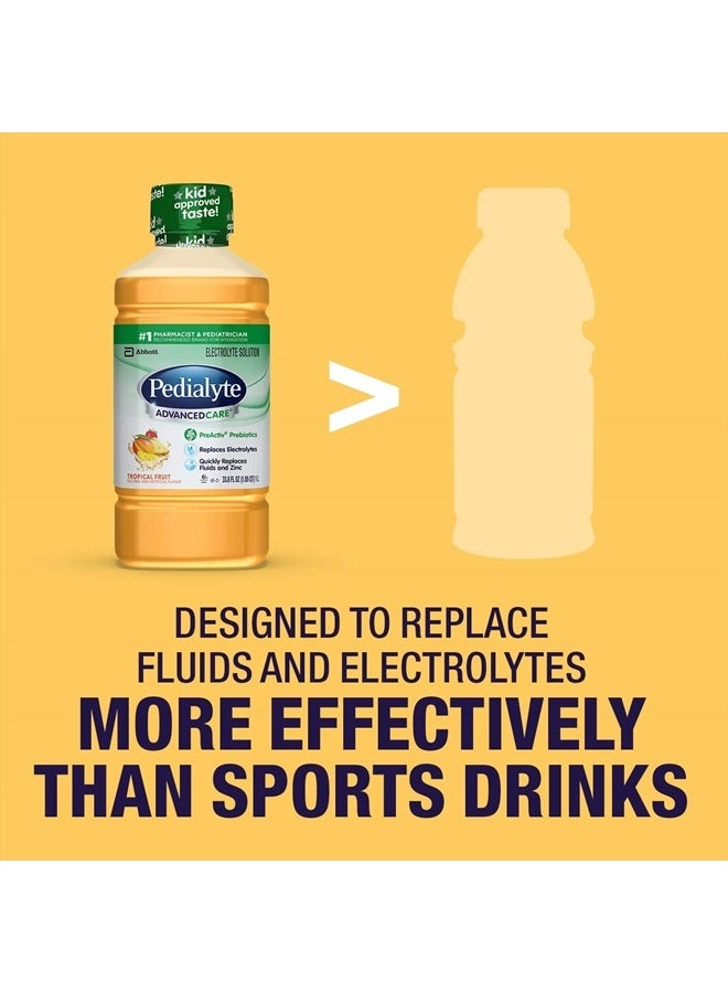 Pedilayte Pedialyte AdvancedCare Electrolyte Solution,1 Liter, 4 Count, with PreActiv Prebiotics, Hydration Drink, Tropical Fruit - Image 4