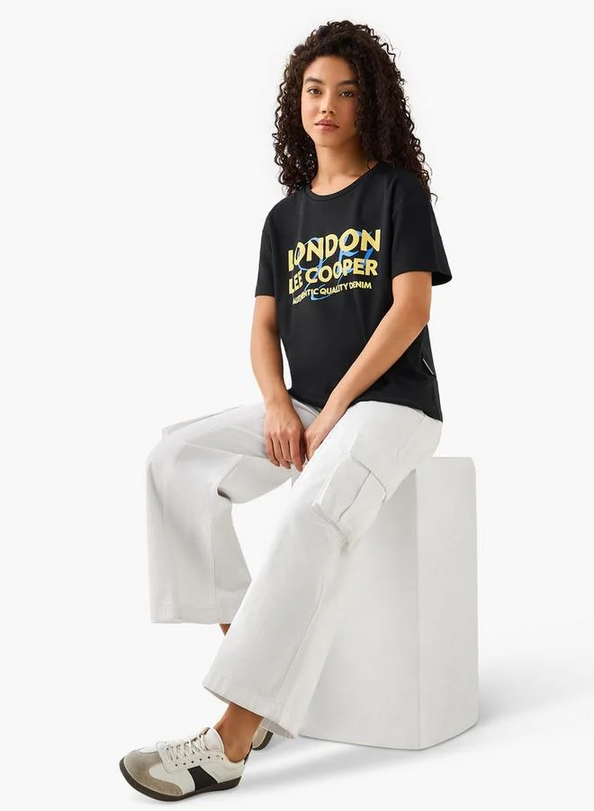 لي كوبر Lee Cooper Cotton T-shirt with Logo Print