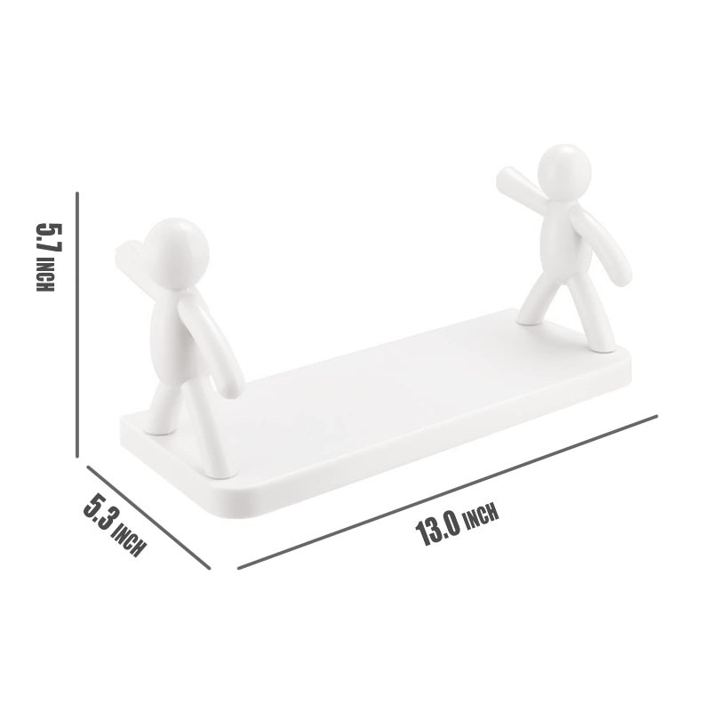 Qiikoea White Floating Shelves Humanoid Design Wall Mounted Bathroom Shelves No Drilling Waterproof Shower Organizer for Inside Shower Kitchen Storage, 2 Pack - Image 2