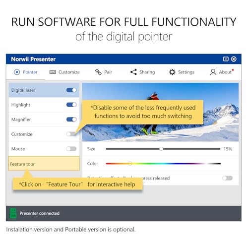 Norwii N97s TV Screen Presentation Clicker for powerpoint presentations, powerpoint clicker, Presentation Remote, Bluetooth Wireless Presenter, Digital Pointer for TV Screen Under Win/Mac - Image 3