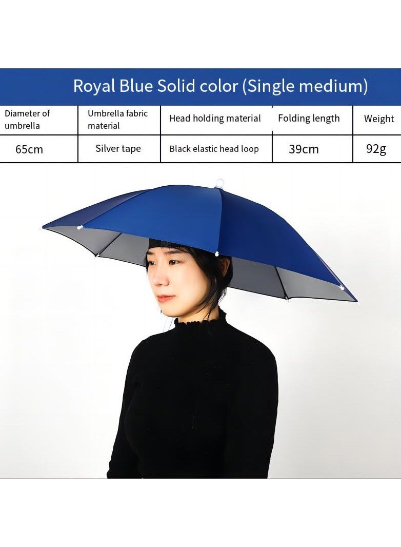 Generic Umbrella Hat Fishing Folding Adjustable Sun Rain Cap, Free Cap for Adults Children, Anti-UV Waterproof Headwear Gardening Golf Sunshade Outdoor