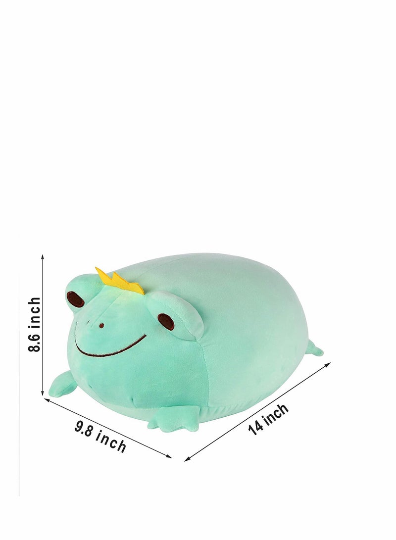 ضفدع محشي ناعم للغاية، لعبة ضفدع محشوة بوجه مبتسم، وسادة ضفدع محشوة قابلة للضغط، هدية لعبة ضفدع محشوة رائعة للأطفال، الأطفال، الفتيات، الأولاد، زينة ضفدع فريدة بتاج (أخضر، 14") - Image 4