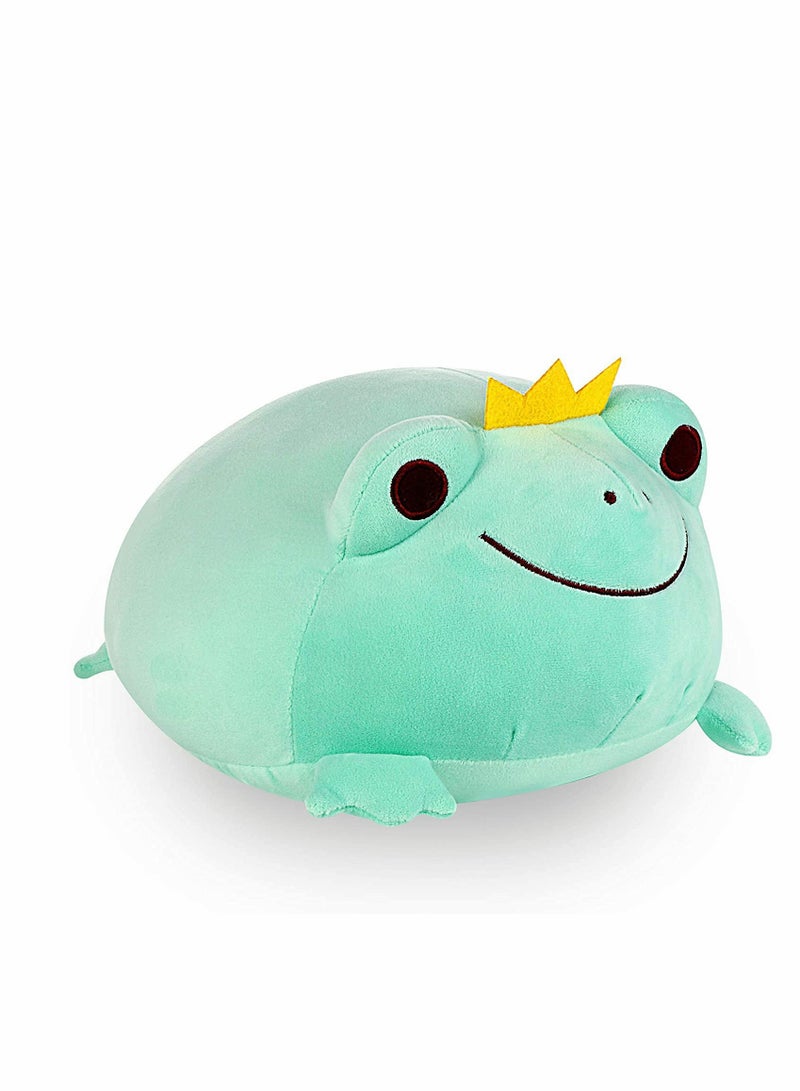 ضفدع محشي ناعم للغاية، لعبة ضفدع محشوة بوجه مبتسم، وسادة ضفدع محشوة قابلة للضغط، هدية لعبة ضفدع محشوة رائعة للأطفال، الأطفال، الفتيات، الأولاد، زينة ضفدع فريدة بتاج (أخضر، 14") - Image 1
