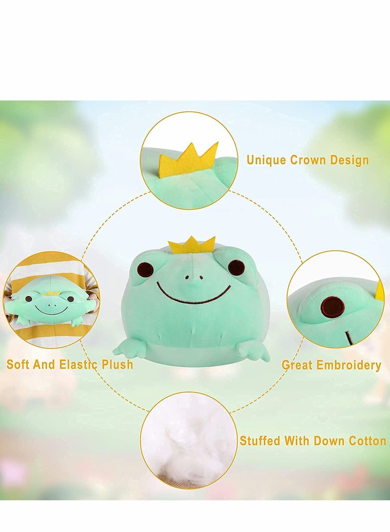 ضفدع محشي ناعم للغاية، لعبة ضفدع محشوة بوجه مبتسم، وسادة ضفدع محشوة قابلة للضغط، هدية لعبة ضفدع محشوة رائعة للأطفال، الأطفال، الفتيات، الأولاد، زينة ضفدع فريدة بتاج (أخضر، 14") - Image 2