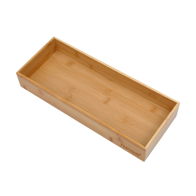 PRATIQUE Bamboo Drawer Organizer  Kitchen Utensil Organizer Silverware Tray Cutlery HolderOffice Desk Supplies and Accessories 15X59X26 inch