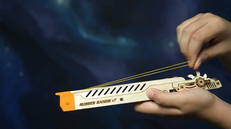 Wood Trick Cyber Gun 3D Wooden Puzzle - Rubber Band Gun Pistol - Shoots up to 20 feet - Wood Model Kit for Adults and Kids to Build - 14+ - Image 2