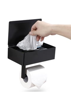 Designs Matte Black Toilet Paper Holder with Shelf, Flushable Wipes Dispenser, and Storage for Bathroom - Stainless Steel Wall Mount - Large
