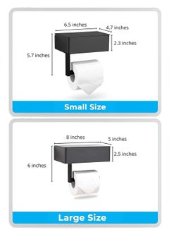 MIXDE Designs Matte Black Toilet Paper Holder with Shelf, Flushable Wipes Dispenser, and Storage for Bathroom - Stainless Steel Wall Mount - Large  - Image 5