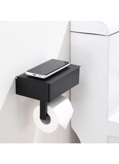 MIXDE Designs Matte Black Toilet Paper Holder with Shelf, Flushable Wipes Dispenser, and Storage for Bathroom - Stainless Steel Wall Mount - Large  - Image 3