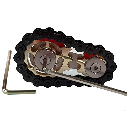 Bitopbi Stainless Steel Sprocket Fidgets Chain Fidget Cube Gears Linkage Bike Chain Novelty Fidget Block Kinetic Desk Metal EDC Focus Meditation Break Bad Habits ADHD GoldBlack - Image 1