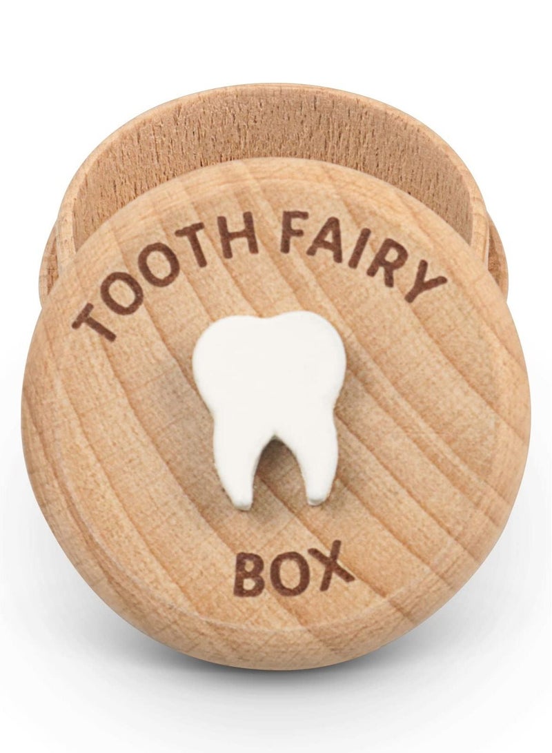 KASTWAVE Tooth Fairy Box for Kids Keepsake, Baby Tooth Holder, Wooden Saver Organizer, Storage Box for Baby, Toddlers, Boys, Girls, Lost Teeth Birthday Present  - Image 1