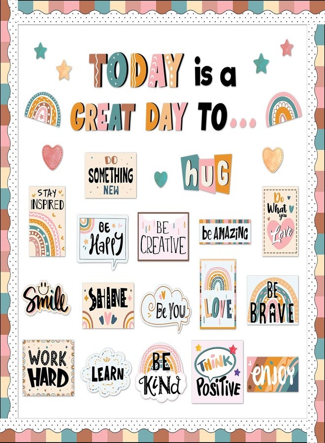 Tevxj Today is A Great Day Bulletin Board Set Boho Rainbow Motivational Classroom Decor for Teachers Positive Affirmations Accents Inspiration Cutouts for Class School Bulletin Board Decoration Supplies - Image 1