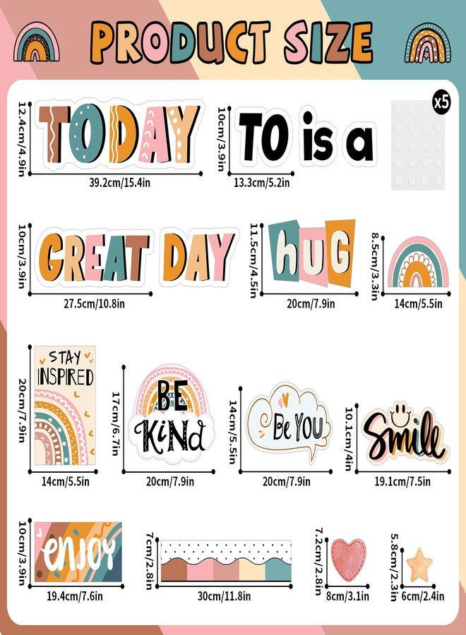 Tevxj Today is A Great Day Bulletin Board Set Boho Rainbow Motivational Classroom Decor for Teachers Positive Affirmations Accents Inspiration Cutouts for Class School Bulletin Board Decoration Supplies - Image 2