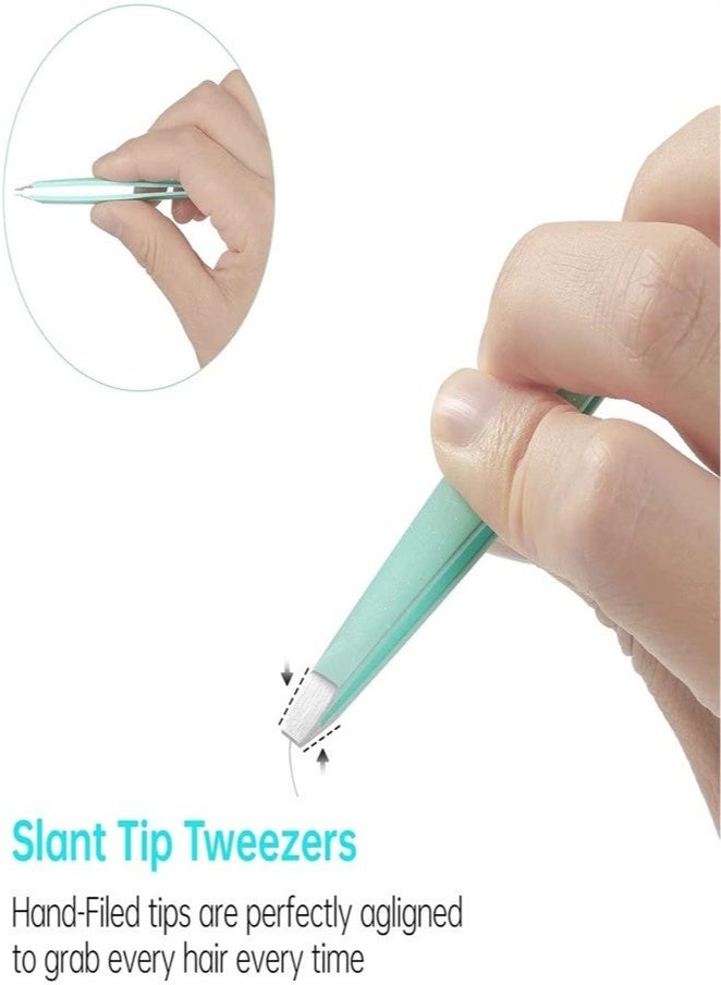 جلامكيت طقم ملاقط، 4 قطع ملاقط احترافية من الفولاذ المقاوم للصدأ، طقم ملاقط حواجب مع علبة لشعر الوجه النامي تحت الجلد، أداة تجميل يومية، متعدد الألوان - Image 4