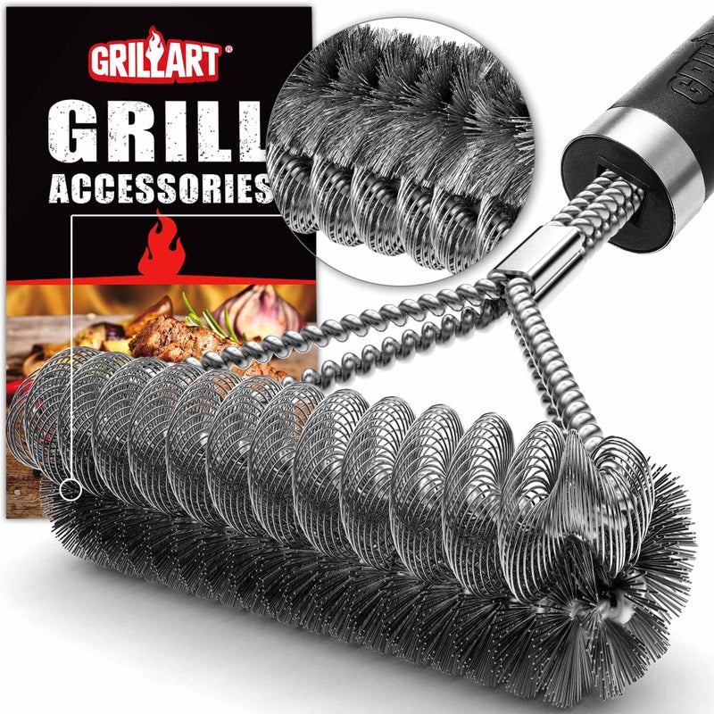 GRILLART Grill Brush [Wire + Helix] Combined BBQ Brush - Safe & Efficient Grill Cleaning Brush - 18" Grill Cleaner Brush Scrubber for Gas/Porcelain/Charbroil Grates â€“ BBQ Accessories Gifts for Men/Dad - Image 1